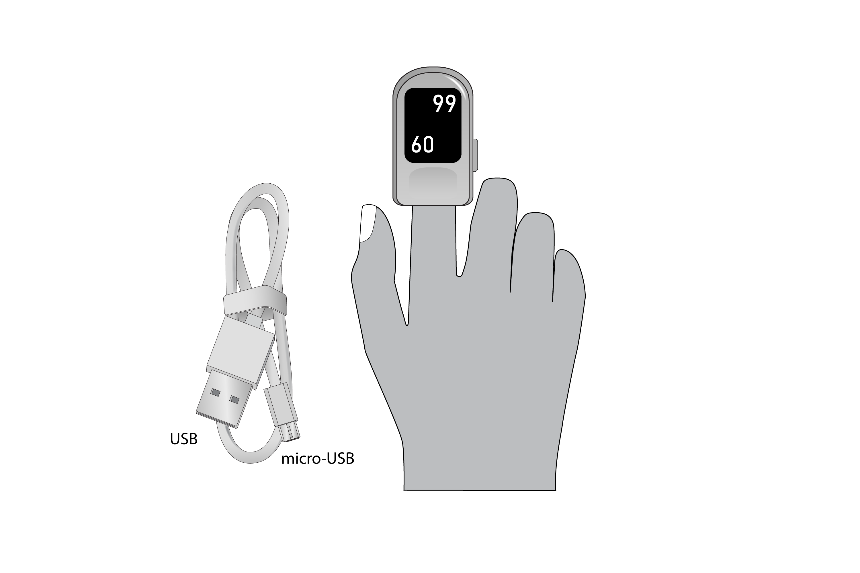 Pulse oximeter, fingertip, rechargeable