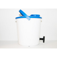 Bucket,HDPE, w/lid,10cm cap and tap,14 l