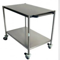 Table,instr,ss,2 trays,on castors