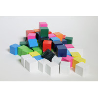Cubes,wood or plast.,coloured,set of 100
