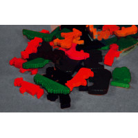 Animal/people set,wood,col.,set of 100