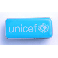 Rectangular UNICEF lapel pin,38 mm long